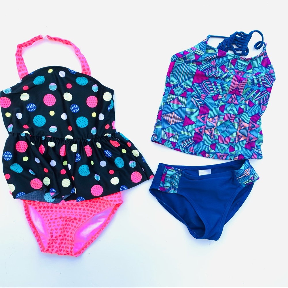 Lot of 2 Girls 2-Piece Tankinis Swimsuits Sizes 6 and 6/6x